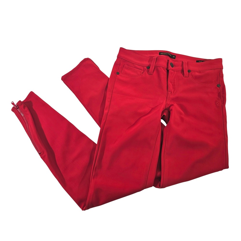 Genetic Denim The James Pants‎ Womens 25 Red Solid Zipper Hem Skinny Jeans EUC